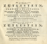 136019 Afbeelding van de titelpagina van een serie van 20 prenten van het kasteel Zuilenstein bij Amerongen.